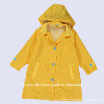 Impermeable de color amarillo nailon revestido de poliuretano